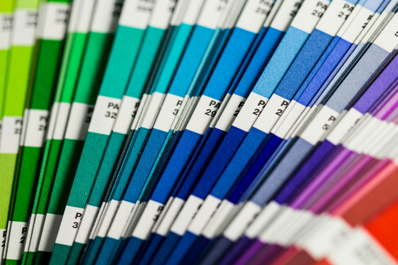 Colourful blue, white, green and red fabric swatches
