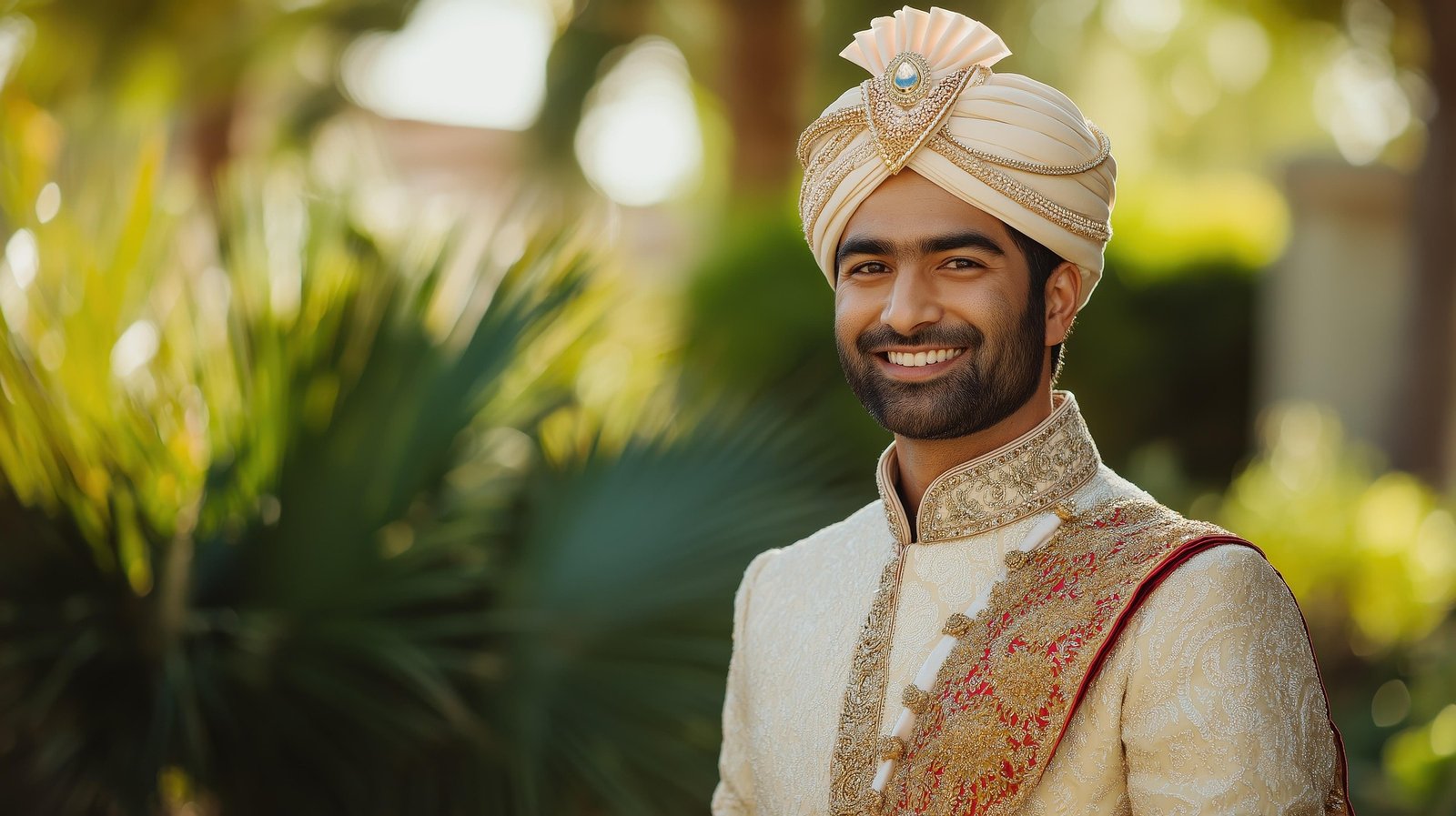 Embroidered Indian sherwani for groom